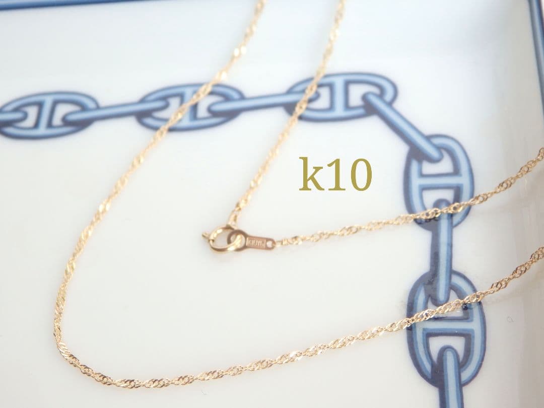 ひめばー　k10ネックレス　スクリューチェーン　約1㎜幅　華奢