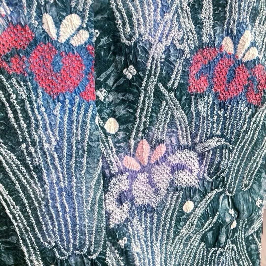 Pearlさま専用 有松絞り浴衣・有松鳴海絞り浴衣　燻んだグリーン　No7-22