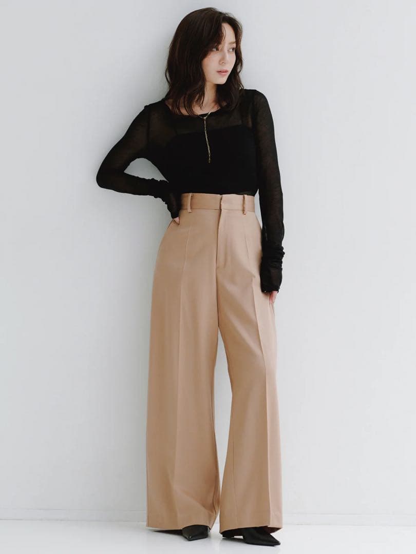 新品未使用 anuans シアーロングスリーブTシャツ BLACK