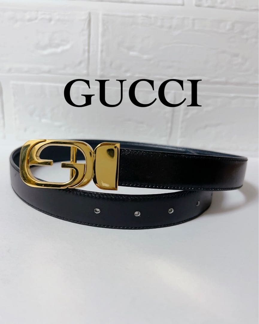 グッチ　GUCCI ベルト　ブラック　GGロゴ　バックル