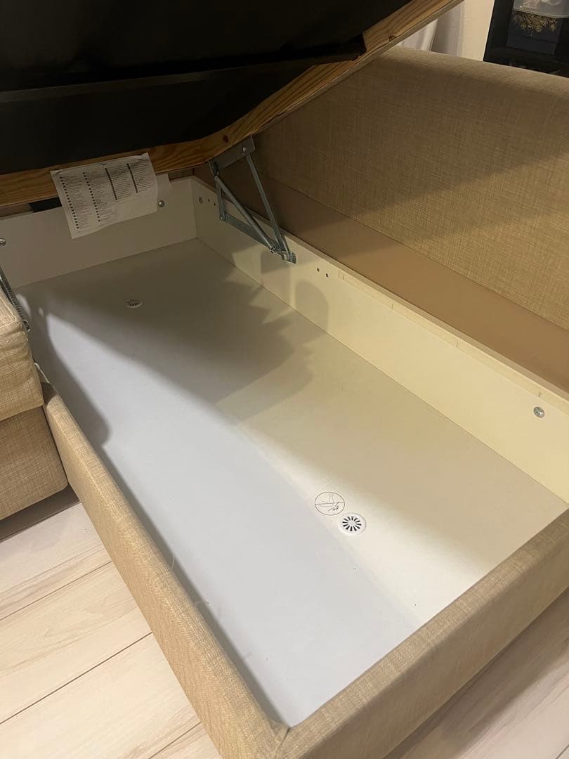 ベージュ L字型ソファ 収納付き