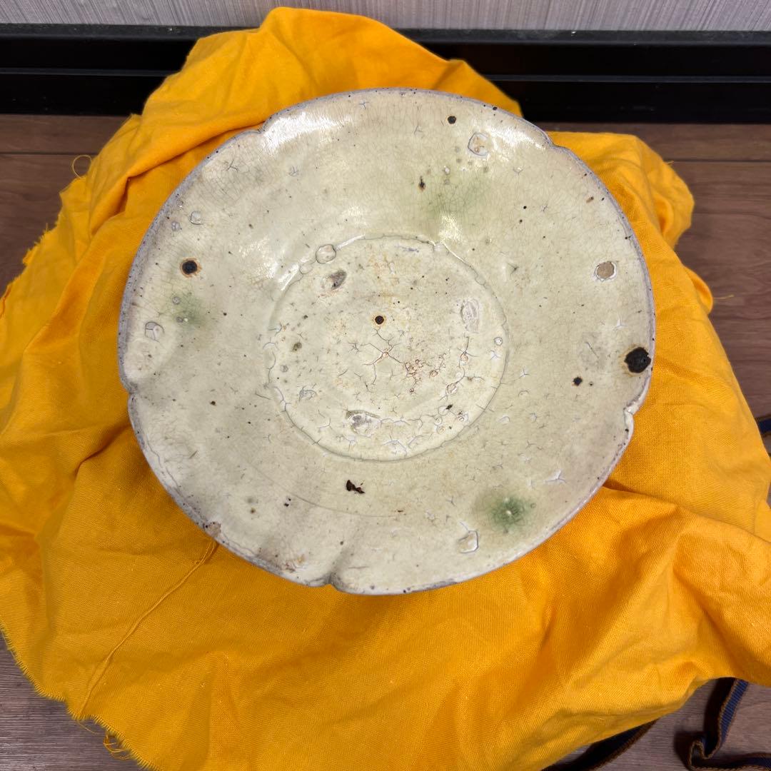 陶芸 平皿 クリーム色 木箱付き