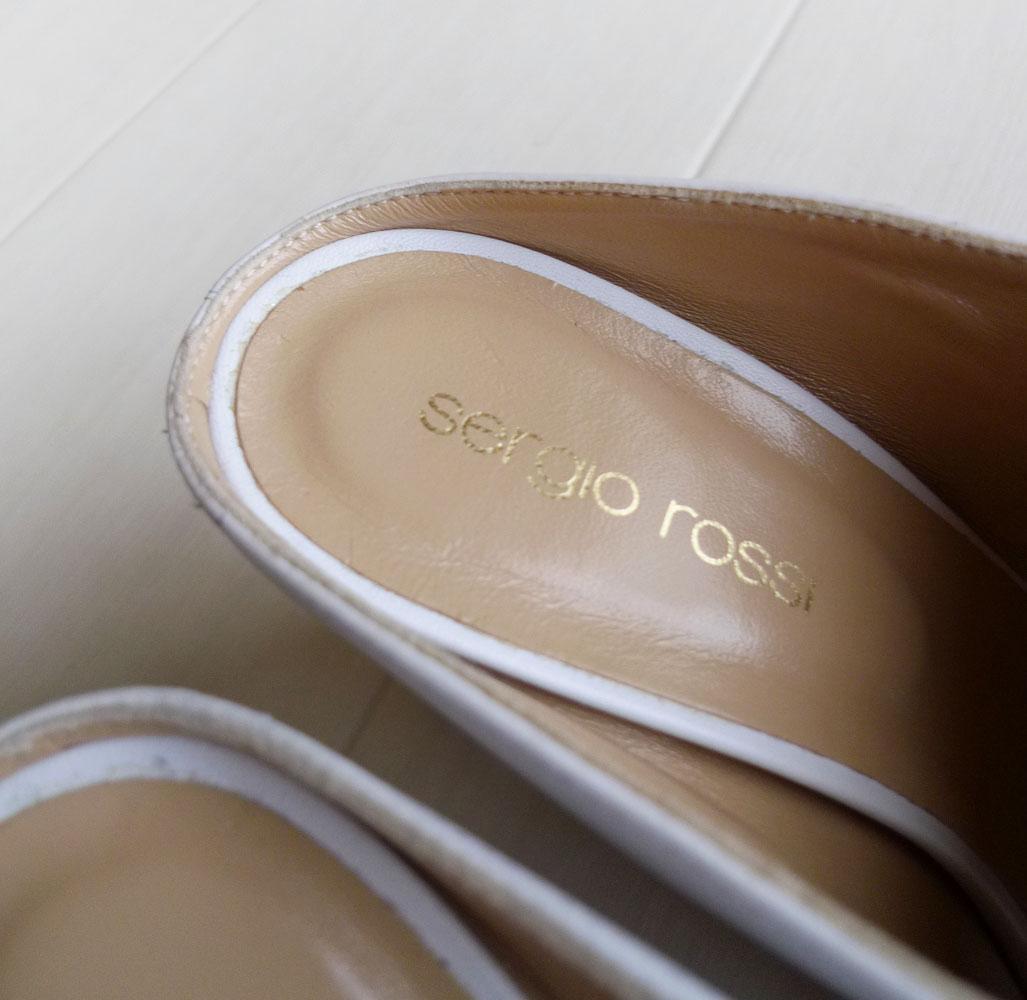 美品 セルジオロッシ イタリア製 37 ホワイトのミュール サンダル Q133