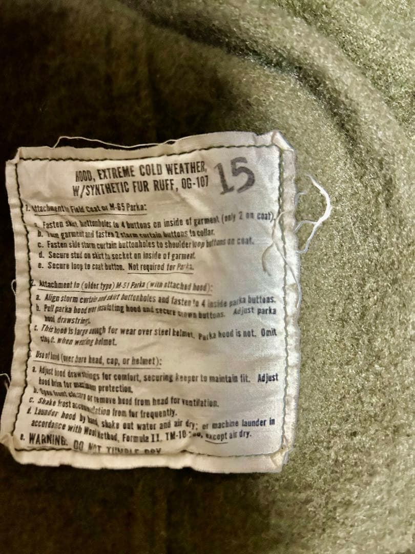 オ*シ様 US ARMY M-65フィッシュテールパーカー フルセット Mサイズ