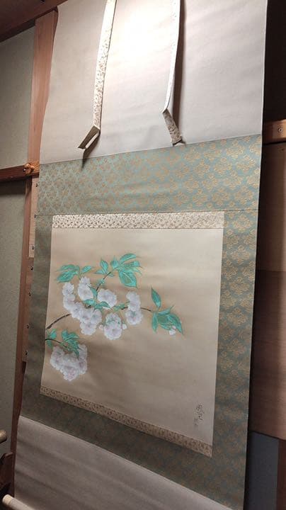 八重桜　掛け軸　掛軸　共箱あり　二重箱 31
