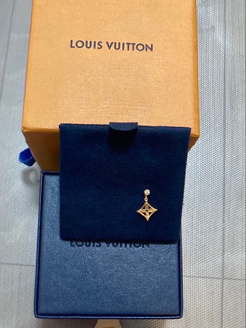 ルイヴィトンモノグラムイディールシングルピアス18金イエローゴールドダイヤモンド