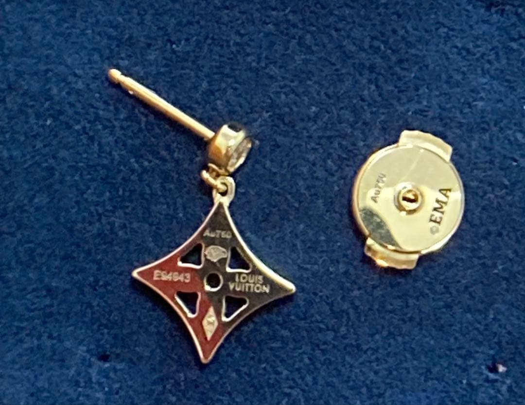 ルイヴィトンモノグラムイディールシングルピアス18金イエローゴールドダイヤモンド