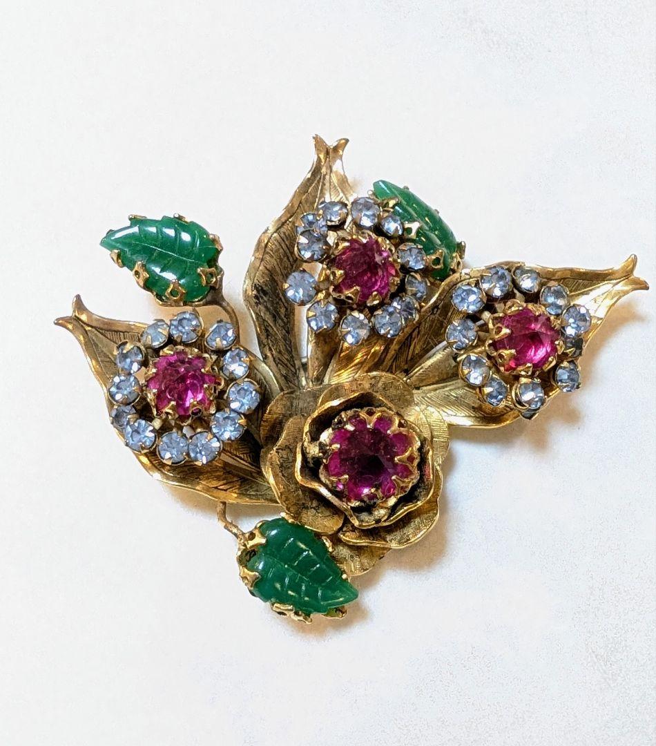 No.0334 シュライナー　 ピンク＆アクアブルー　ブローチ