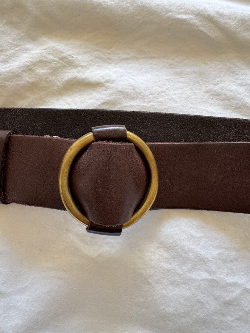 45r ダークブラウン レザー ベルト ラウンドバックル