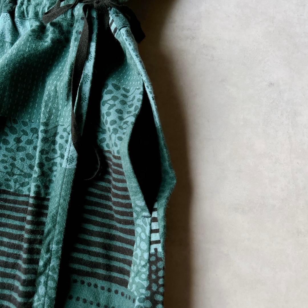 ビアズリー　パッチワーク柄　カシュクール　ワンピース コットン　羽織り ガウン