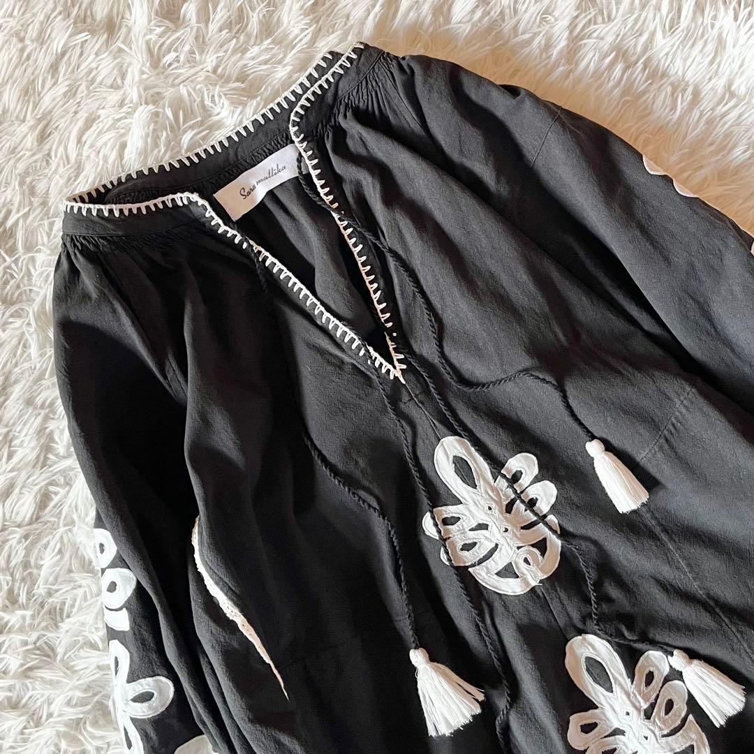 24SS✨ サラマリカ カザフスタンパッチワークドレス 定価3.5万円 ブラック