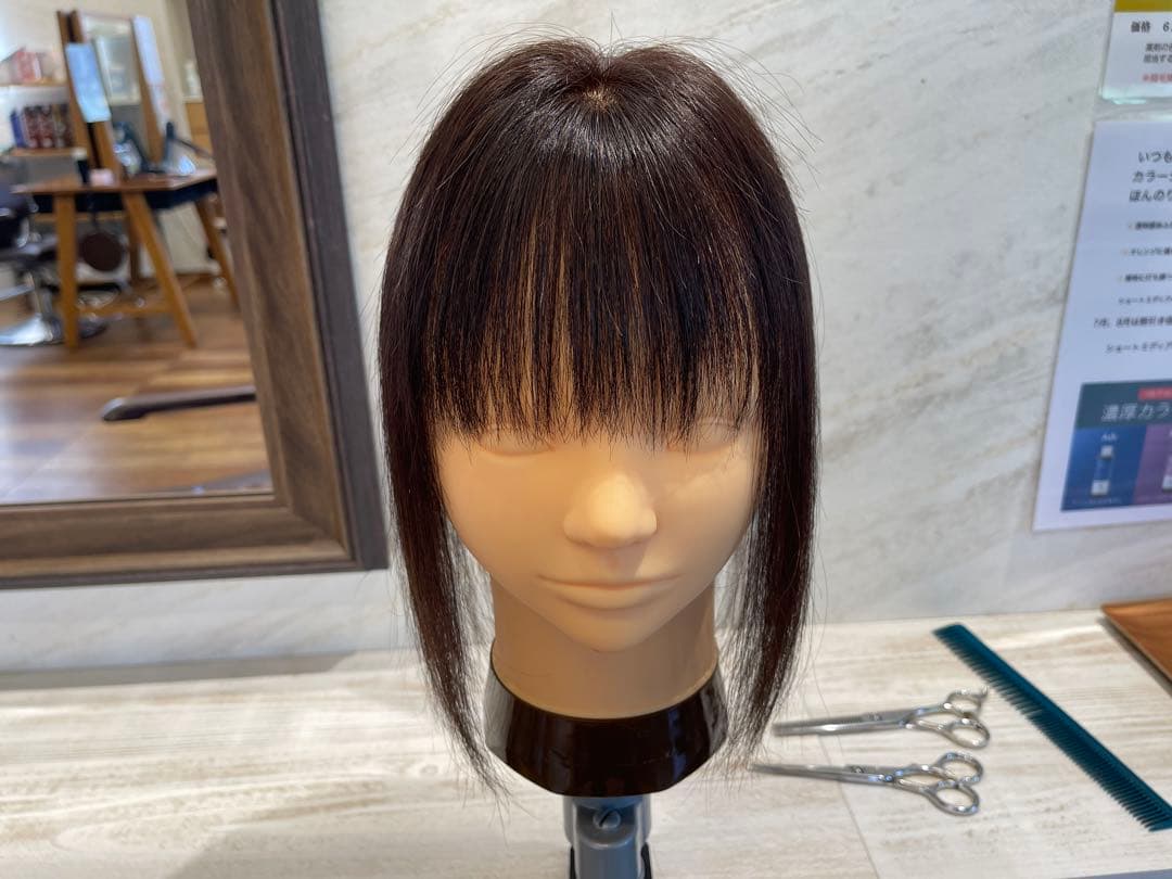前髪カット人毛100%レミー毛ウィッグ