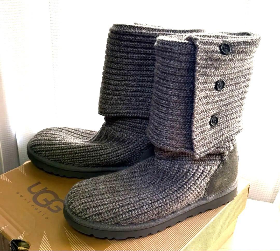 美品　UGG グレー ニットムートンブーツ　25cm