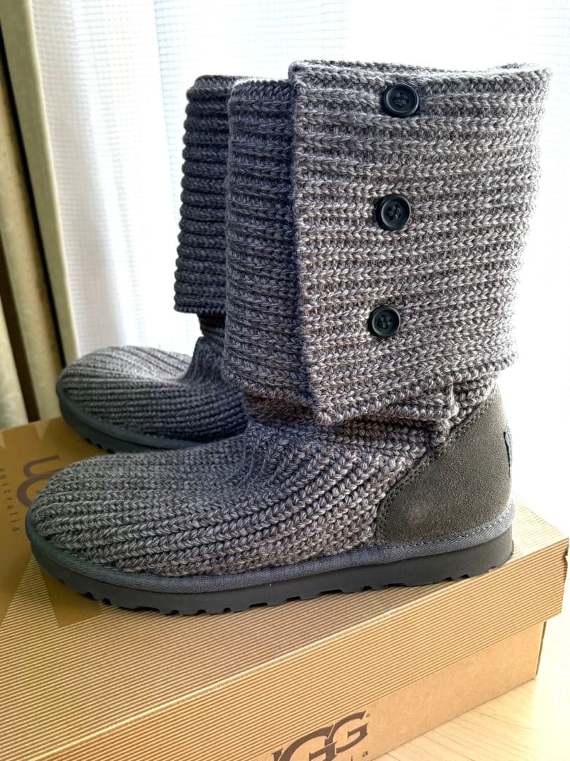 美品　UGG グレー ニットムートンブーツ　25cm