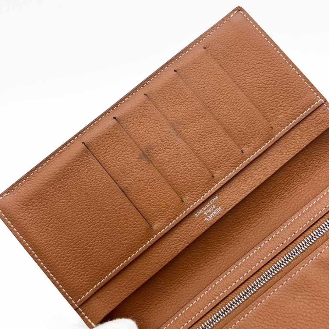 【美品 箱付き】エルメス シチズン ツイル ロング シルクイン 長財布 ブラウン