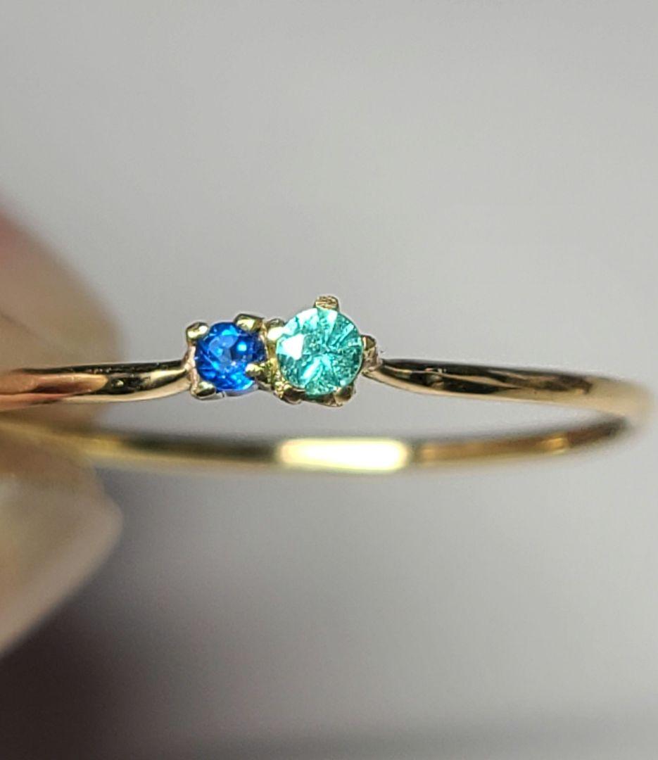 美しいブルーの共演!!★バターリャパライバトルマリン&アウイナイトリング18K★