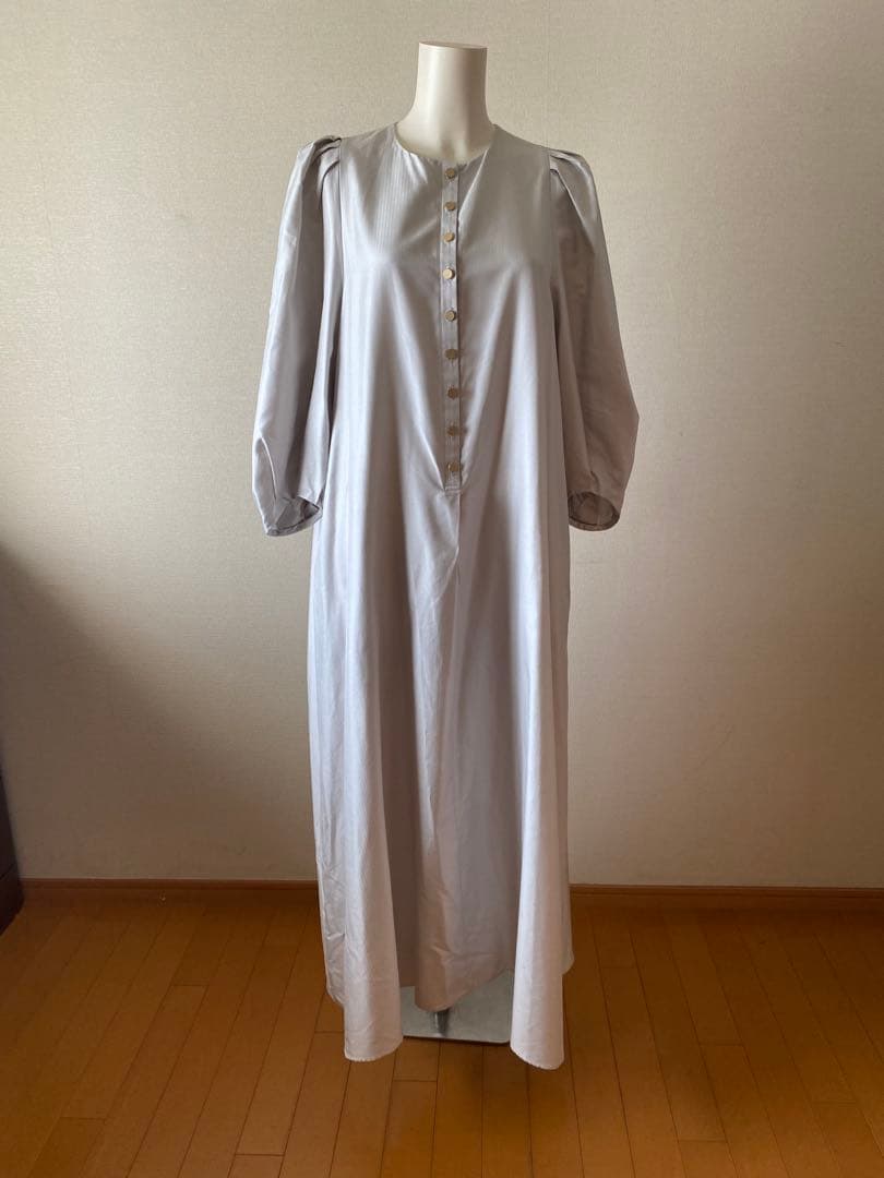 め*ー様 ebure シルクヘリンボーン ボリュームスリーブ　ロングワンピース