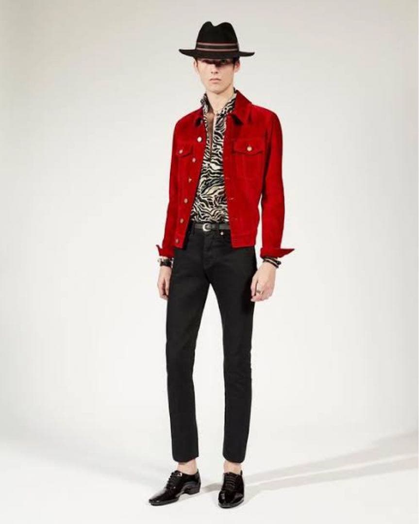 サンローランパリ 2020SS スエードGジャン トラックジャケット赤 44