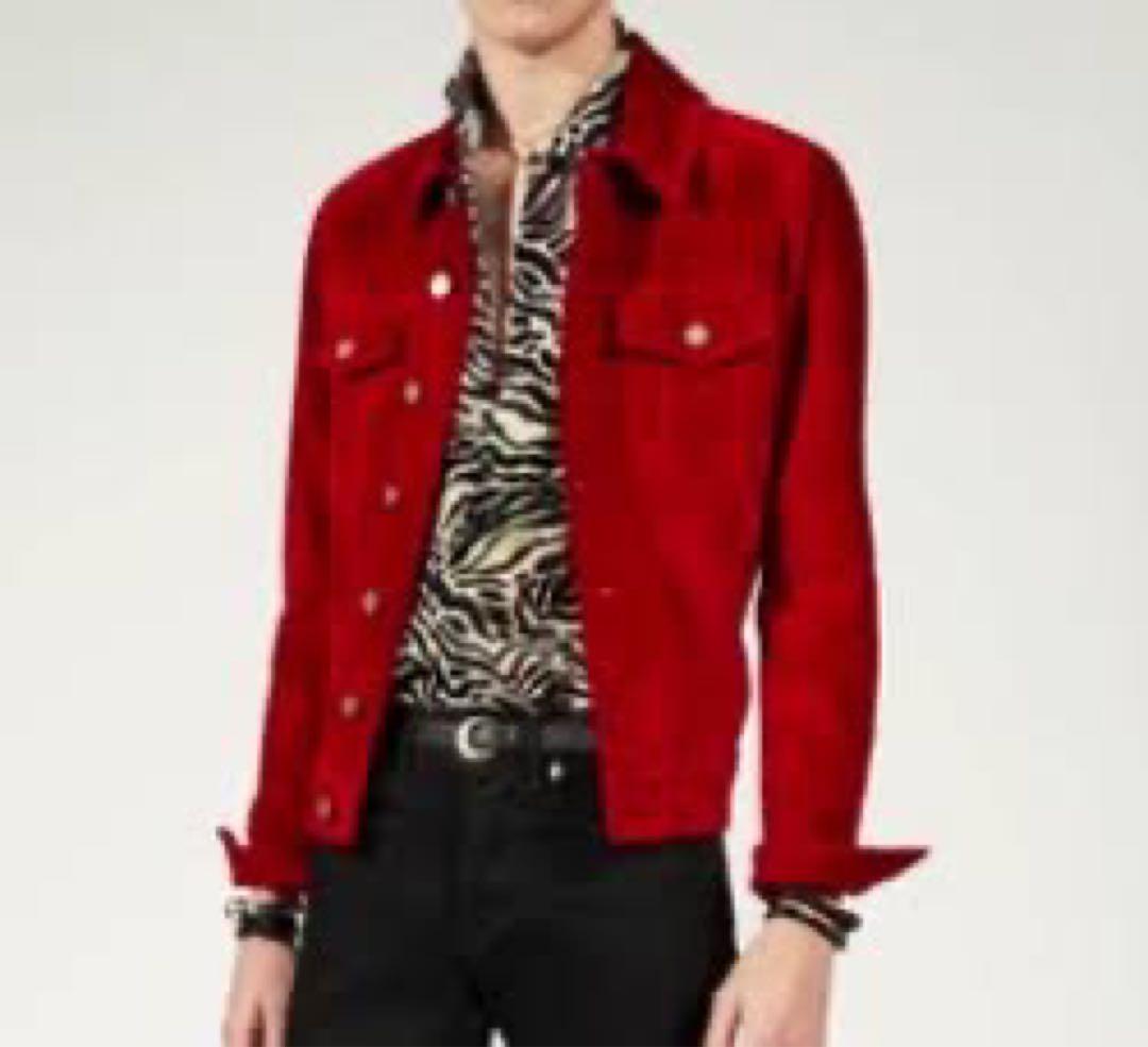 サンローランパリ 2020SS スエードGジャン トラックジャケット赤 44