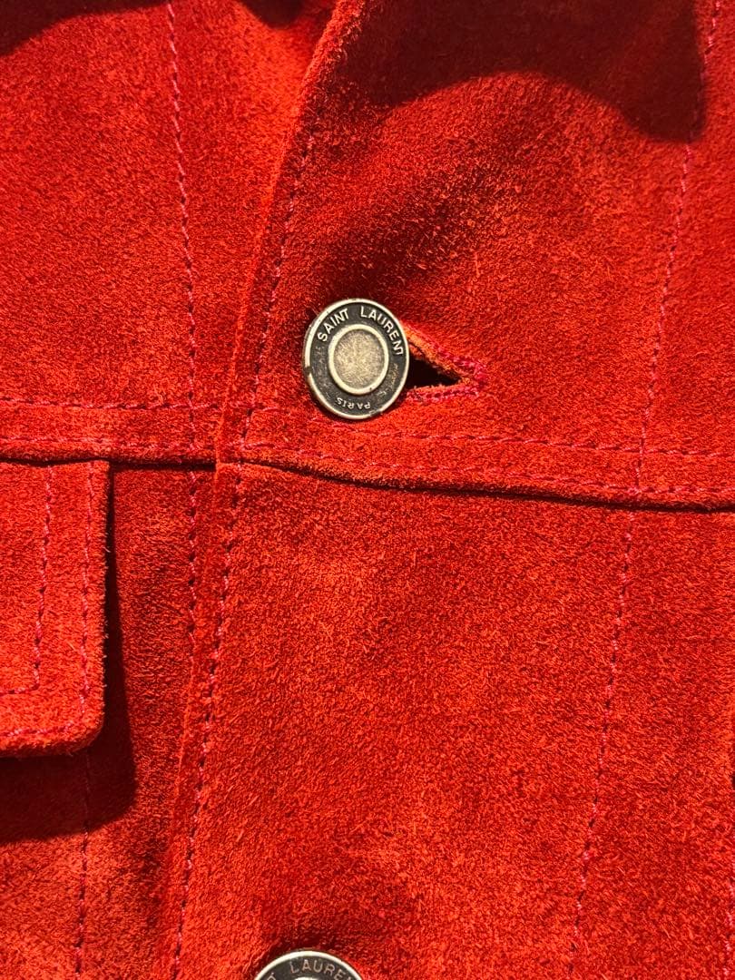 サンローランパリ 2020SS スエードGジャン トラックジャケット赤 44