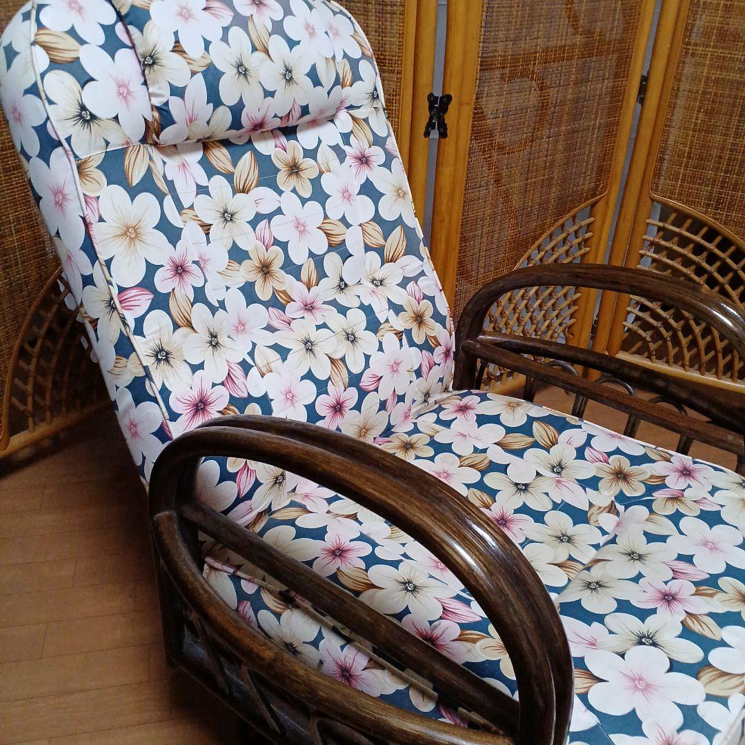 天然籐リクライニング回転座椅子　籐製 ラタン製