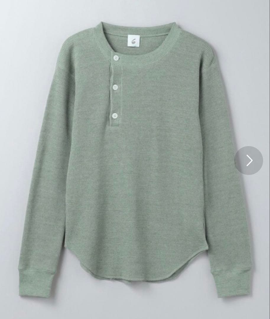 6 ROKU ロク バックスリットサーマルプルオーバー トップス ワッフル