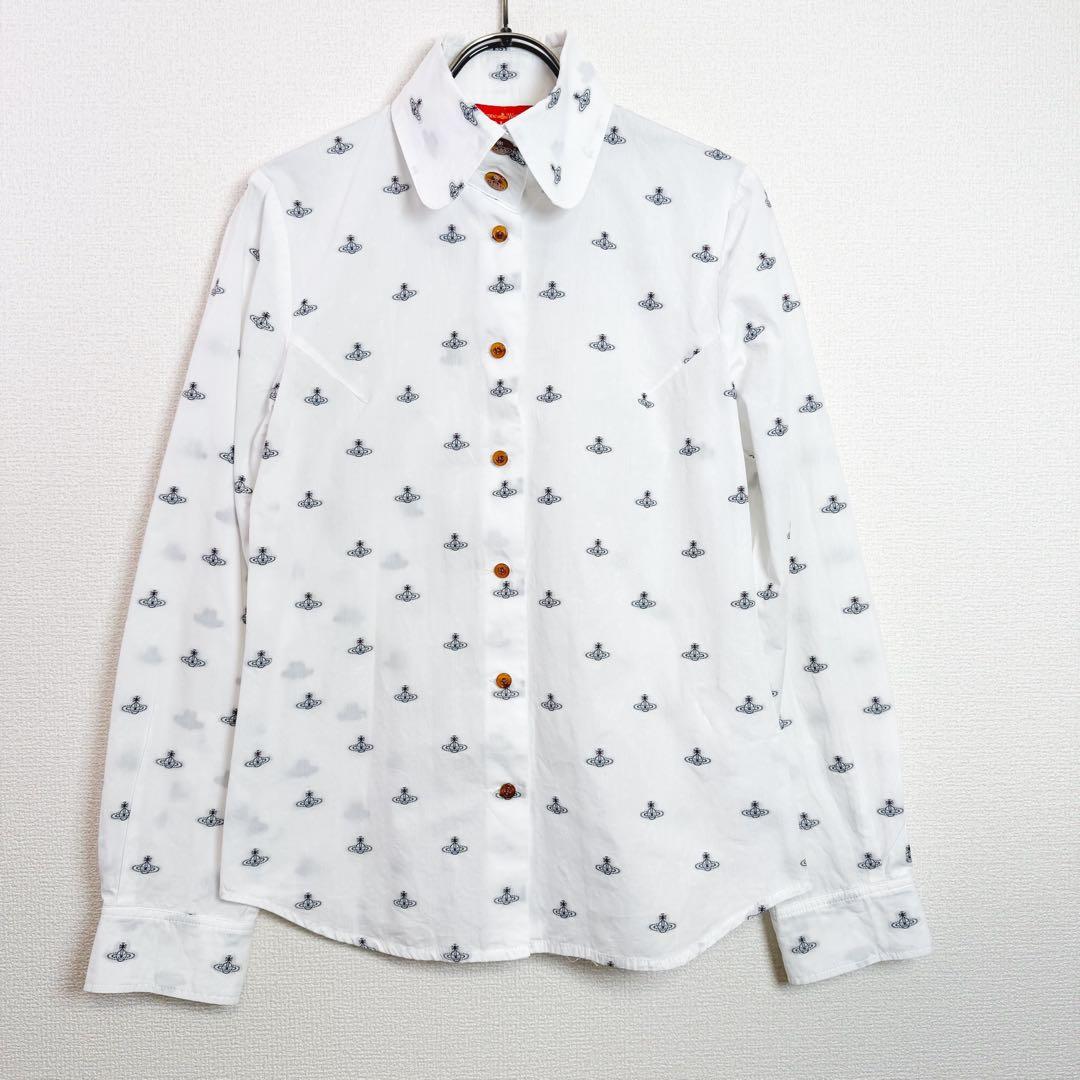 楽一番　ヴィヴィアンウエストウッド　総柄　オーブ　シャツ　丸襟