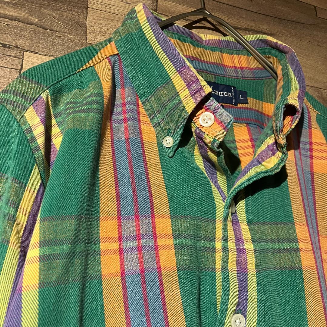 ラルフローレン　チェック柄長袖シャツ　ボタンダウンシャツ/プルオーバー　サイズL