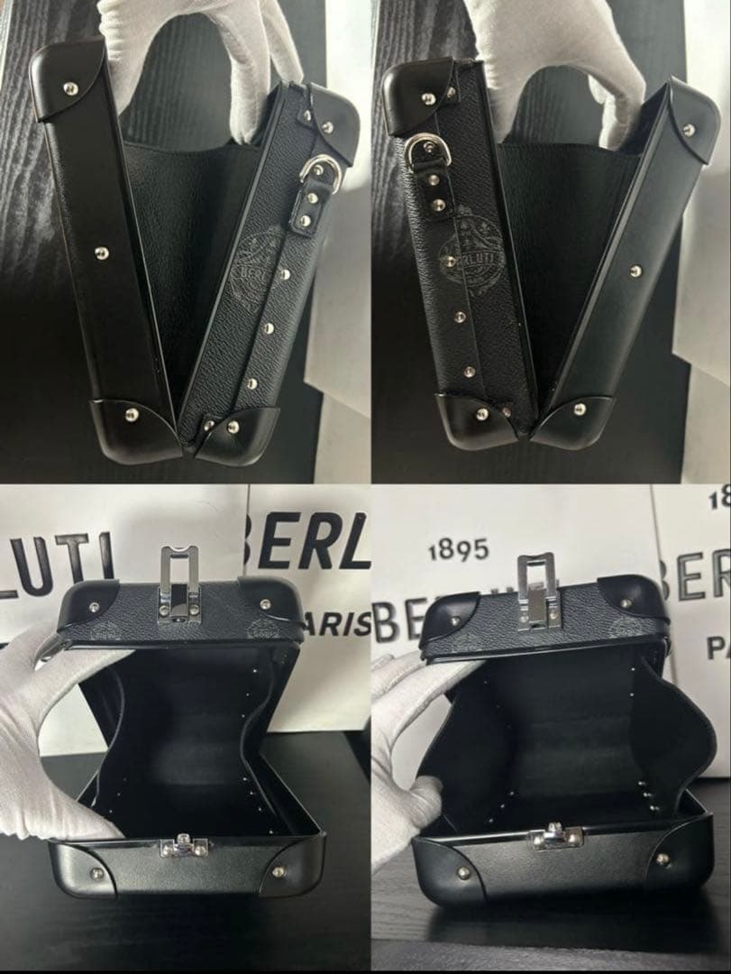 期間限定BERLUTI ブラックレザー ショルダーバッグ