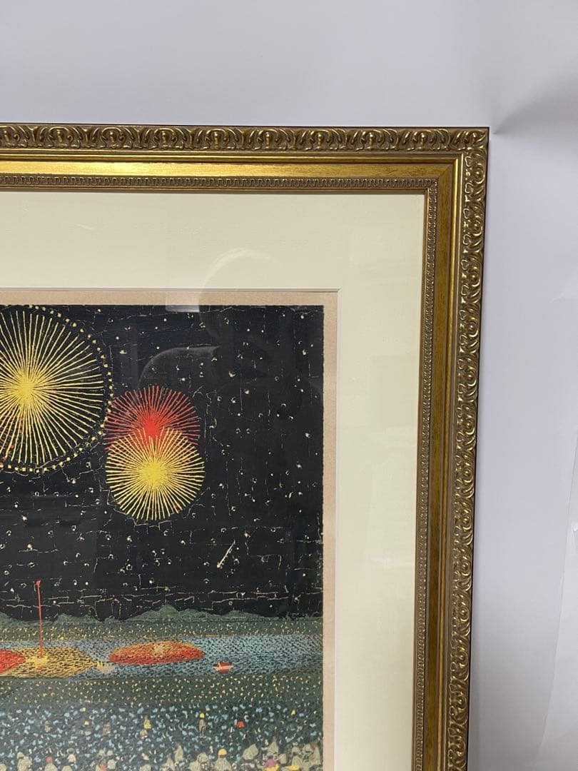 【真作】山下清「長岡の花火」リトグラフ 絵画家 限定300部 額装269/300