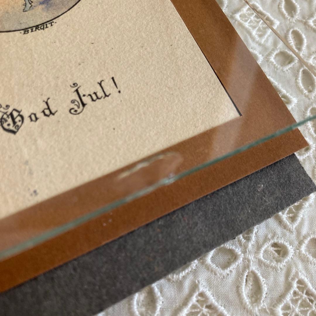 アンティークフレーム（BIRGITのミニカード/ツリーを飾る女の子とトムテ♪）