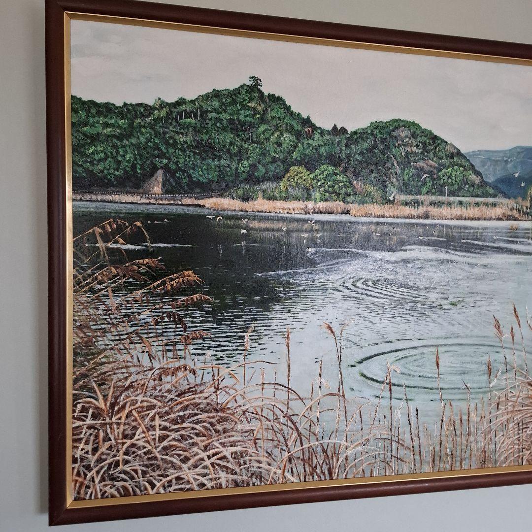 油絵　海老ヶ池　『えびがいけ 』昔話P50