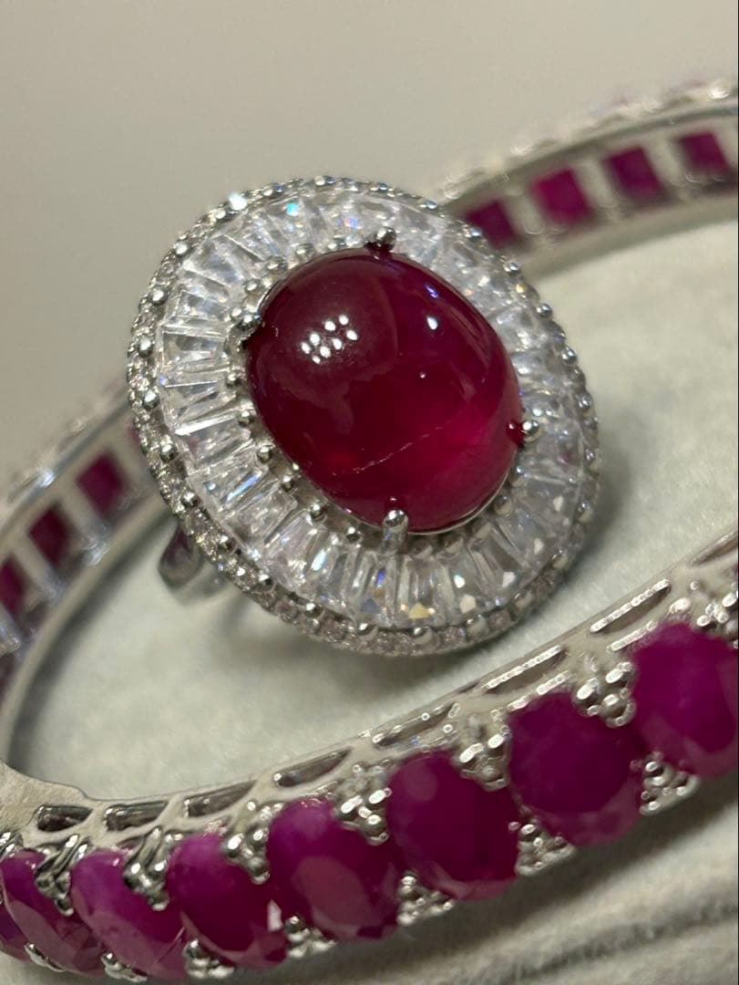 つ*る様 超豪華‼️天然ルビーリングとバングルのセット