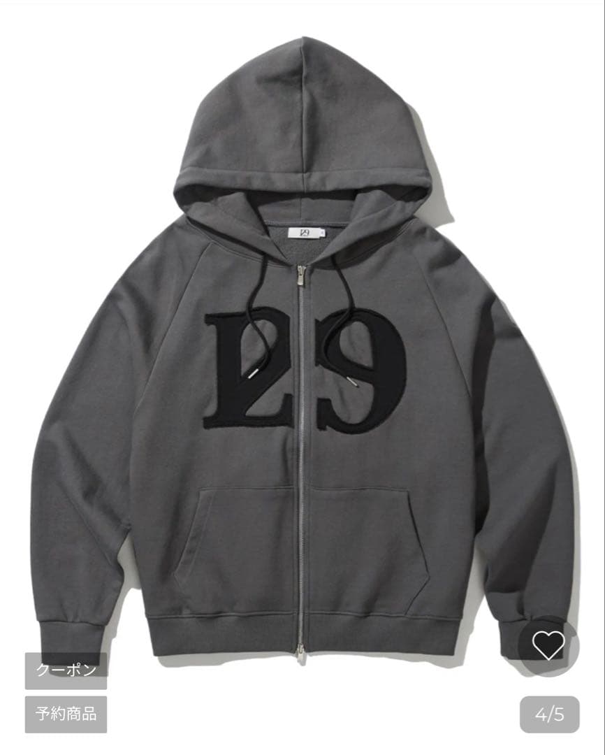 ILLIGO 29 Logo Patch Hoodie Zip-Up チャコール