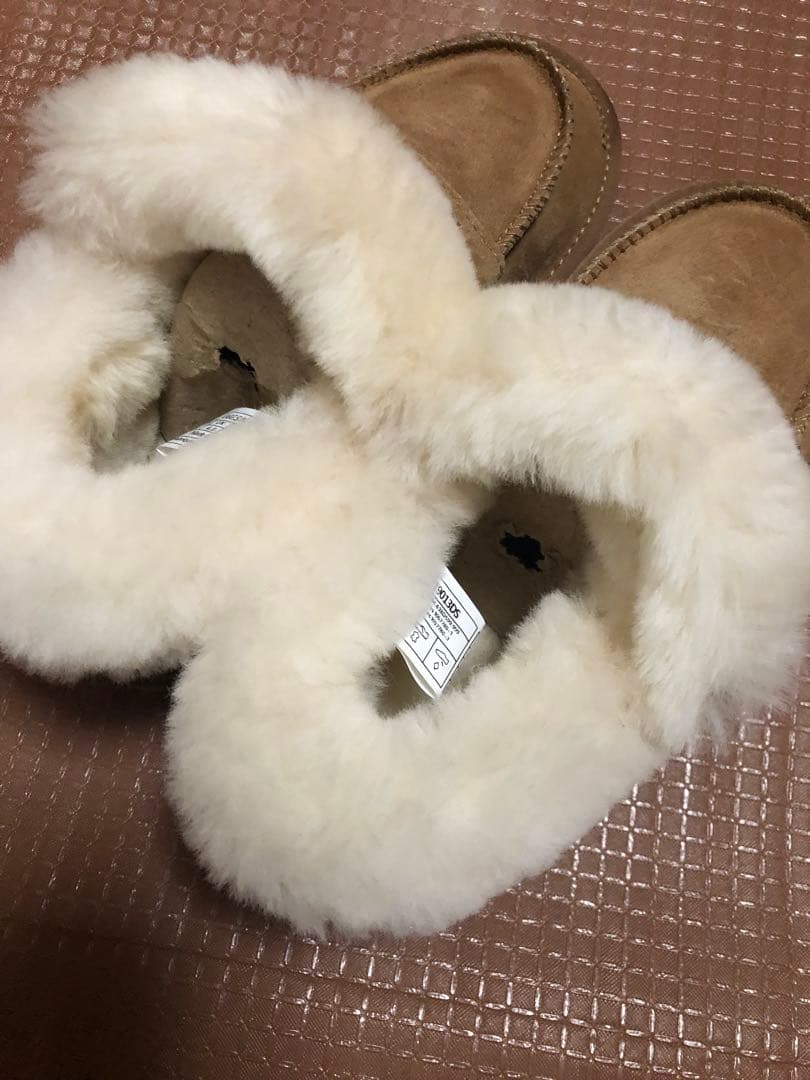 ベージュ スエード ファー モカシン23cmサイズ6
