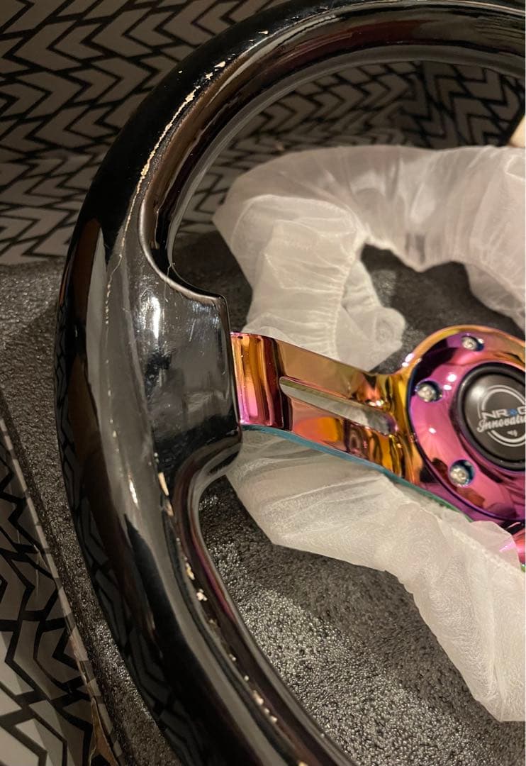 NRG RST-018BK-MC 強化ステアリング 木製 クロームスポーク