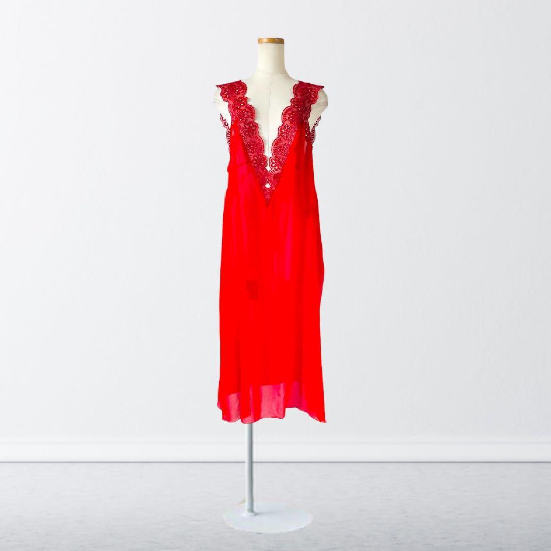 MERYLL ROGGE メリルロッゲ 赤 スカラップ ワンピース 44