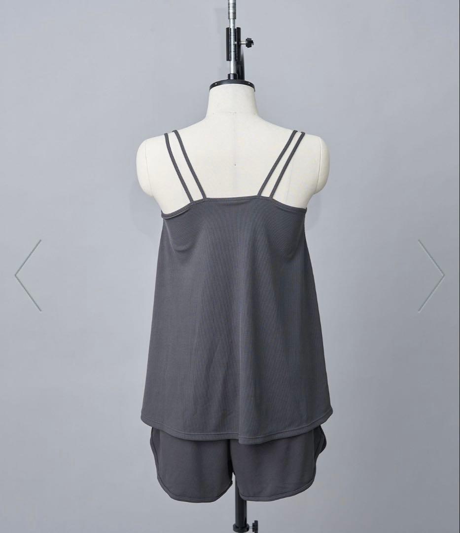 coen 【5点セット】フレアキャミソールスイムウェアLサイズ　ダークグレー