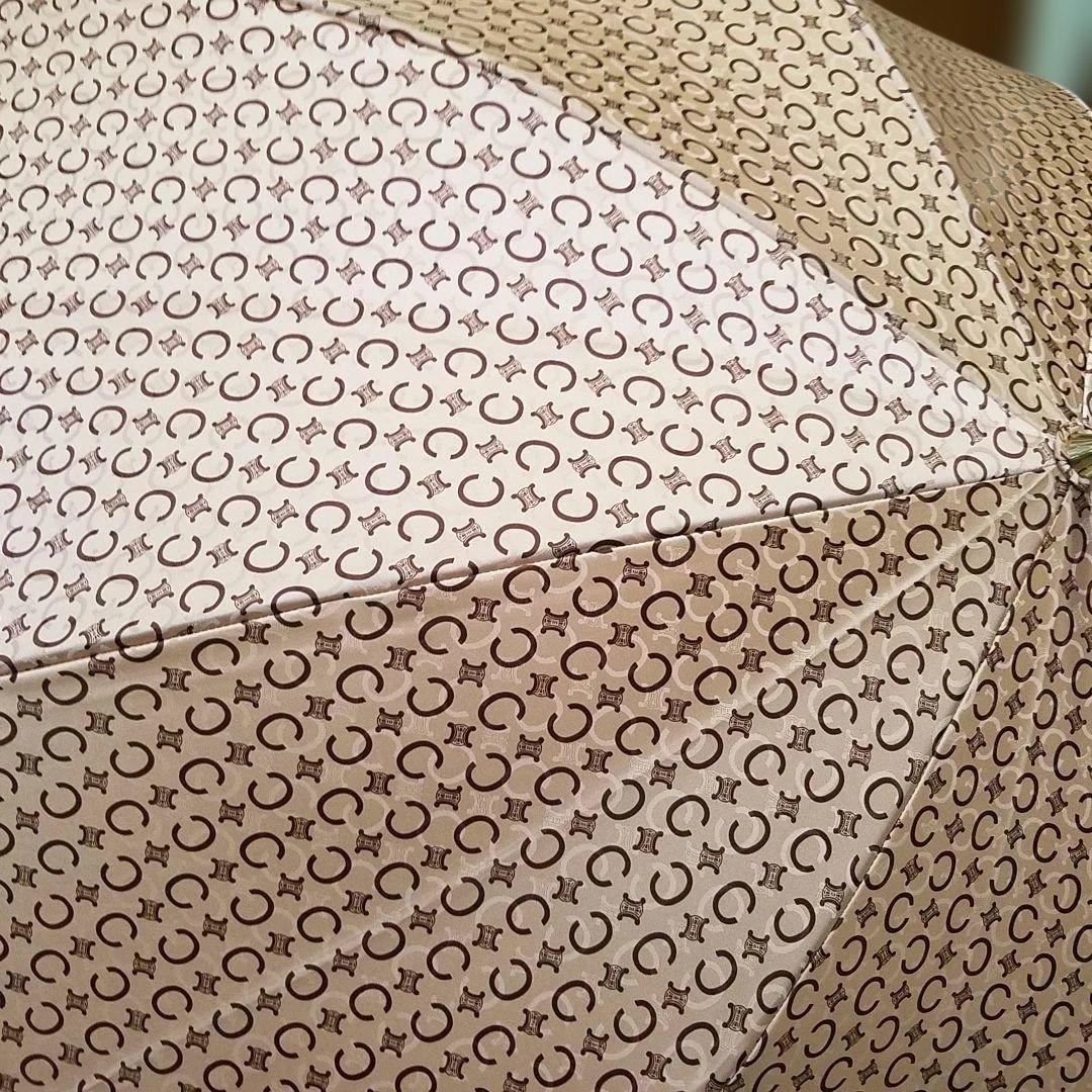 【極美品・希少】CELINE 傘 トリオンフ 総柄 ベージュ ゴールド金具