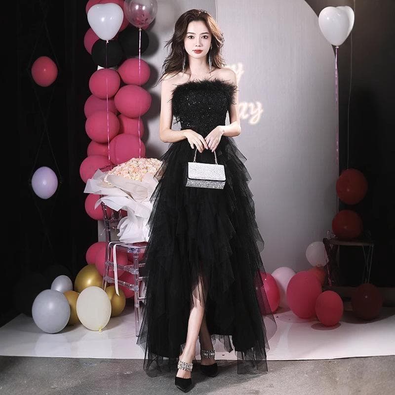 パーティードレス フェザードレス　ナイトドレス　Ｓサイズ 　ブラック