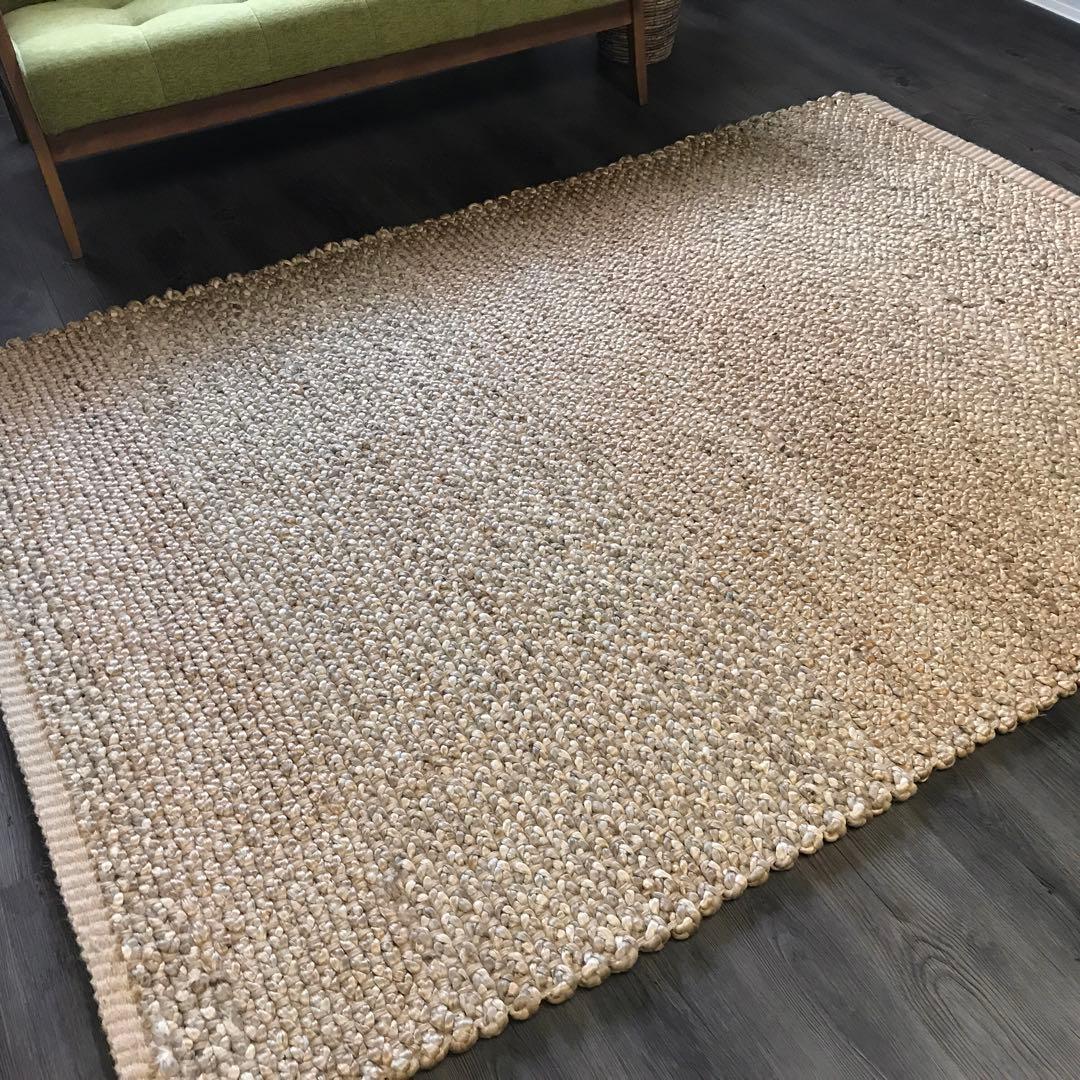 143x204cm ラグ ラグマット 麻 ジュート 夏用 天然素材 アジアン