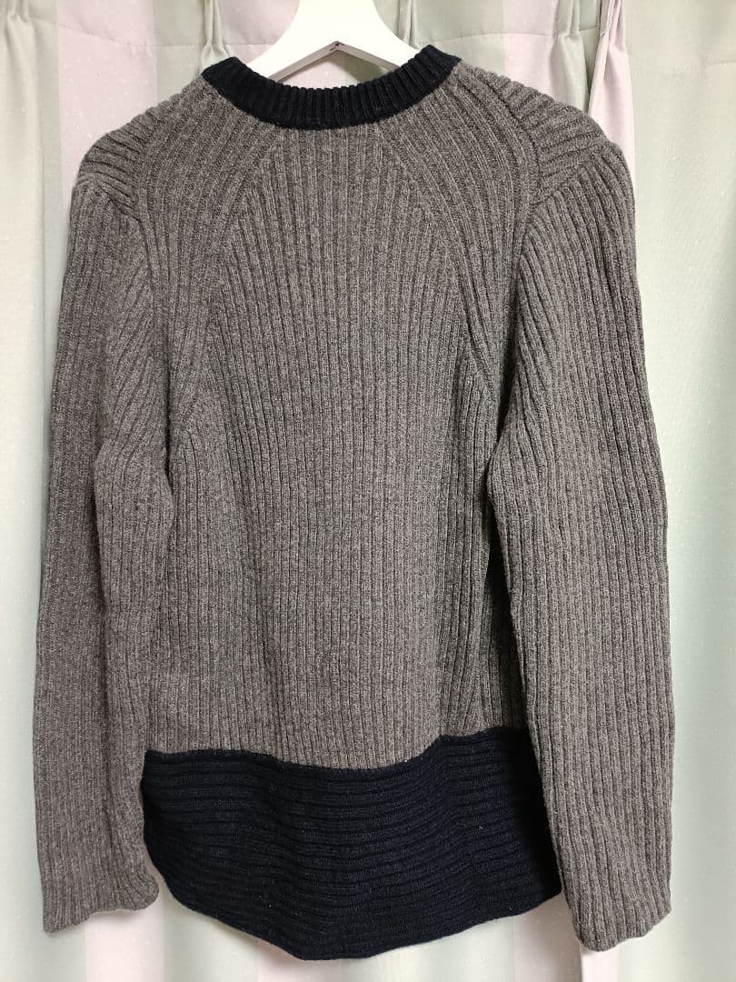 MARNI ウールリブ編みセーター グレー・ネイビー