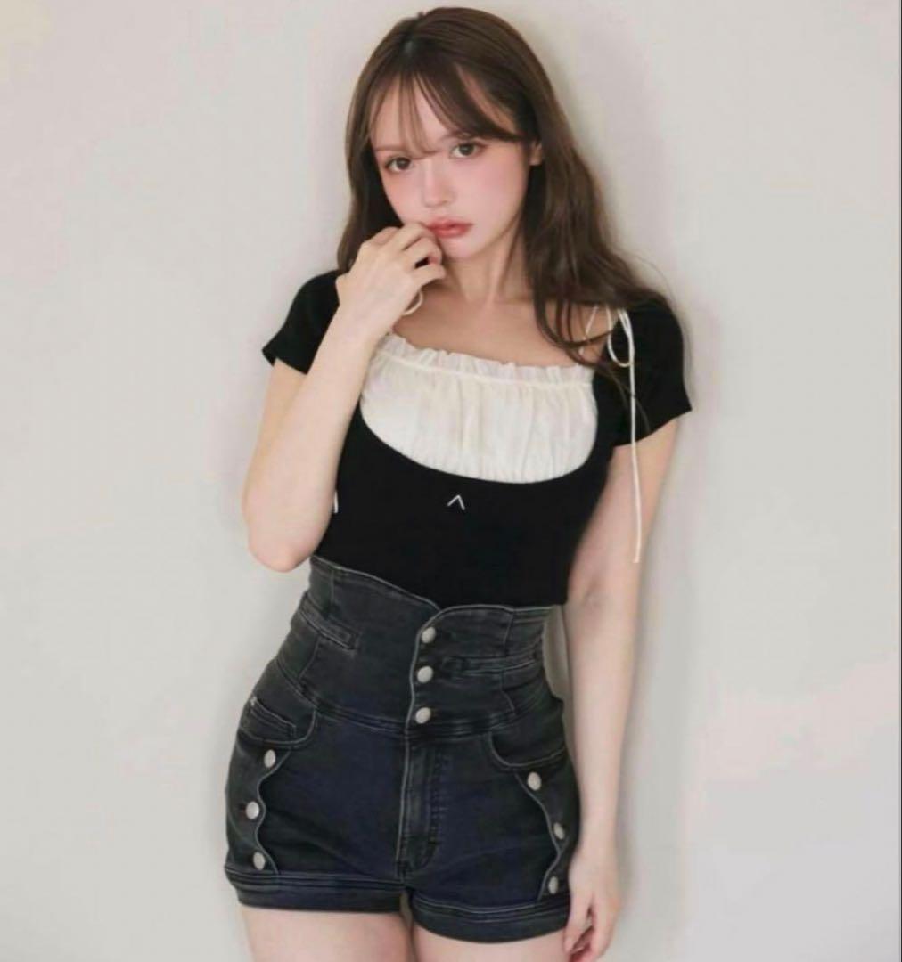 andmary ribbon denim allinone Mサイズ