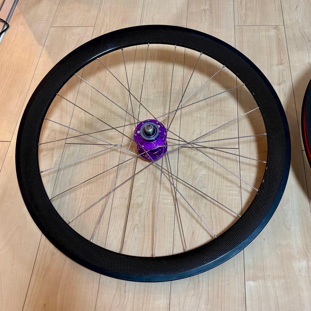 ピスト　手組みカーボンホイール前後　philwoodハブ dtswiss
