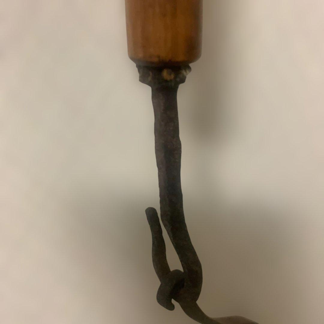 鉄製江戸時代油燈　竹製と鉄