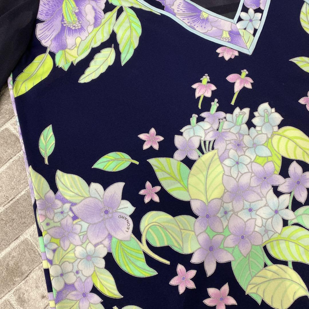 T585♪ レオナール　七分袖トップス　チュニック　サイズ42