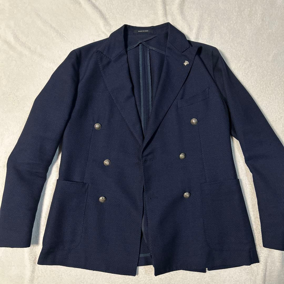 ネイビー ダブルブレスト テーラードジャケット