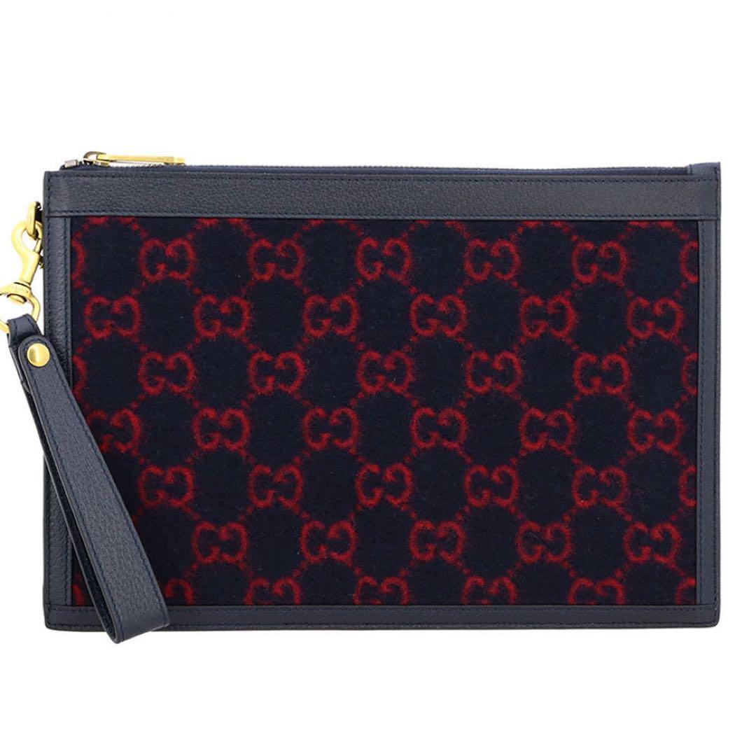 GUCCI クラッチバッグ ネイビー/レッド