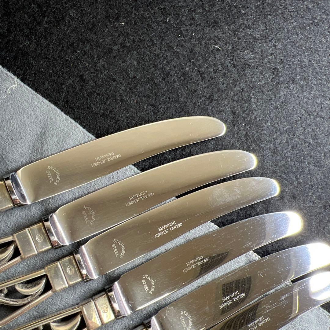 ジョージジェンセン　ブロッサムsterling925デザートナイフ6本　共袋付