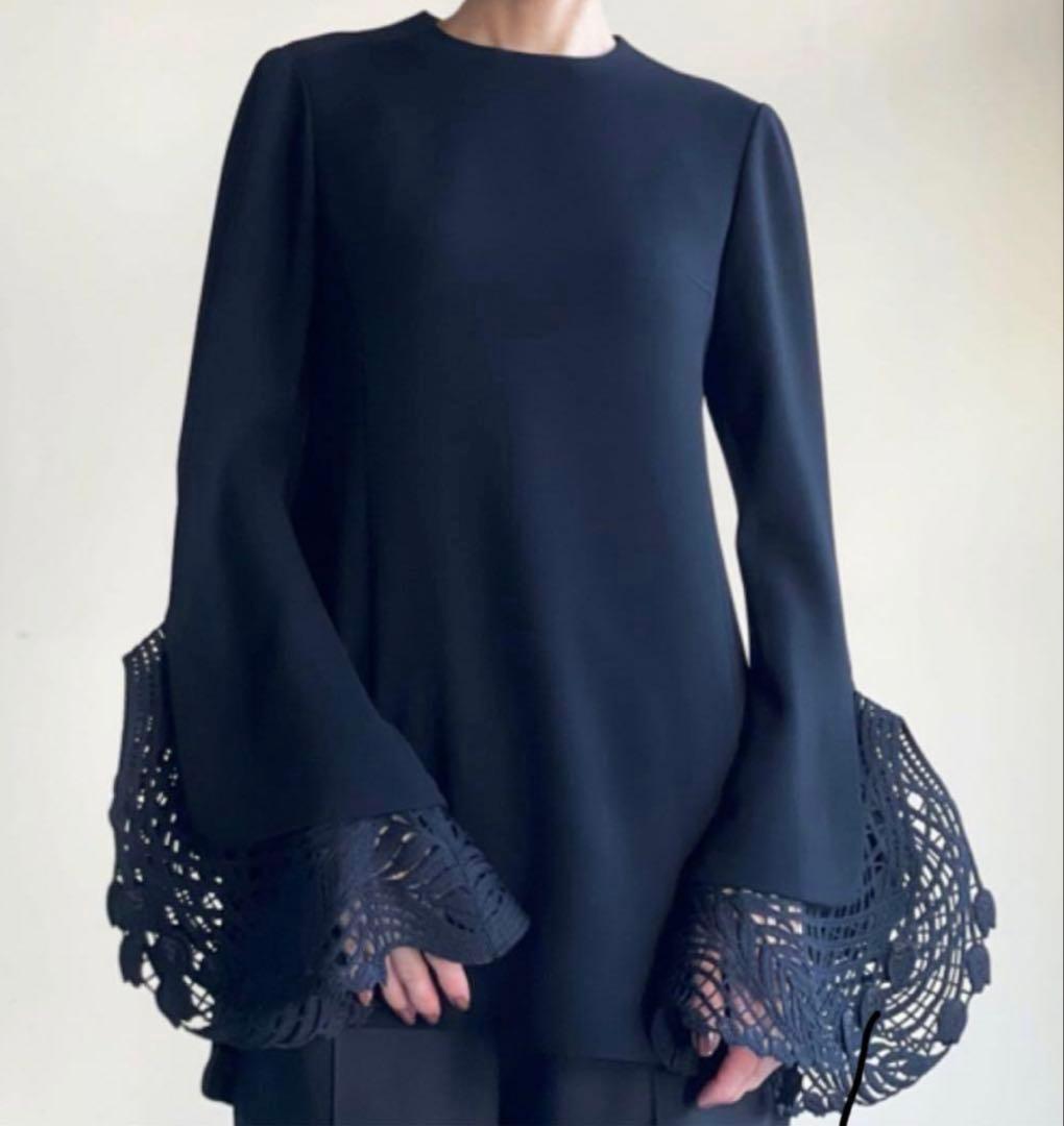 mame kurogouchi マメクロゴウチ レース カフス ブラウス 黒